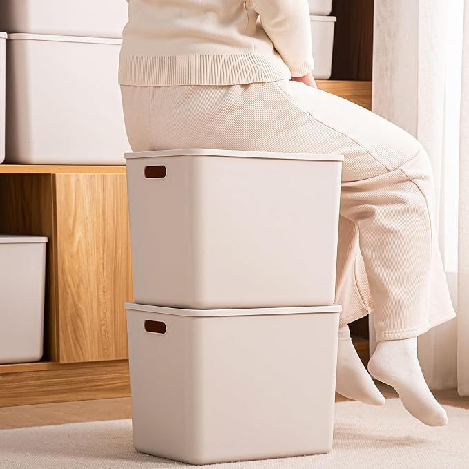 Plastic Storage Bins with lids, Storage Baskets, Container with handle - Image 4