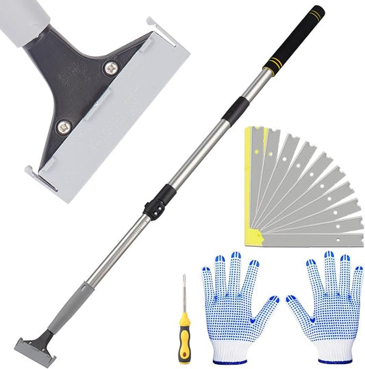 Floor Scraper Telescopic, 38 to 52in 4Inch Razor Blade Floor Scrapers Long by Frebuta