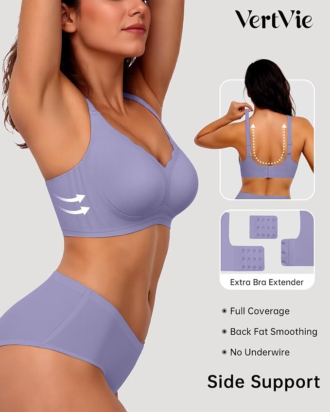 Vertvie Womens Seamless Bras No Underwire Supportive Wireless Push Up Full - Image 3