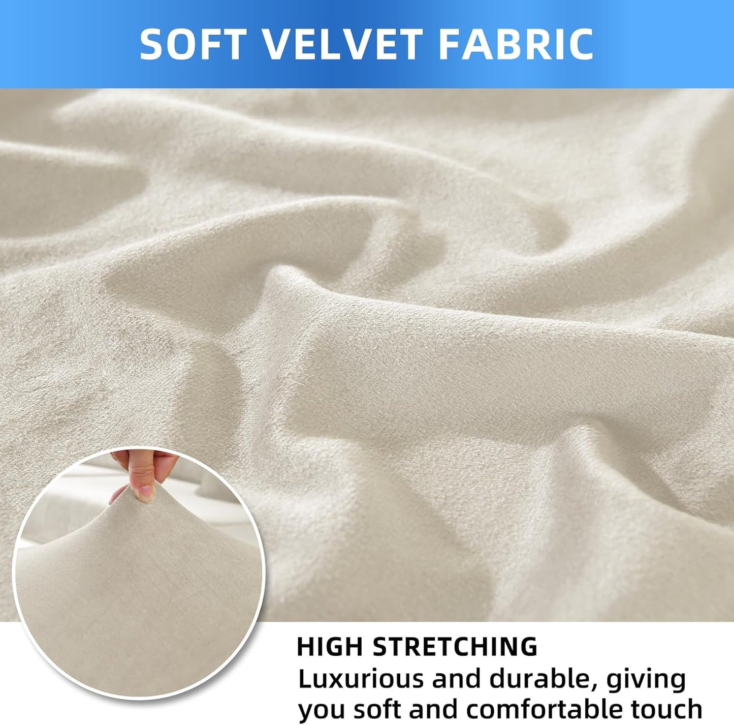 Velvet Dining Room Chair Covers Set of 6, Stretch Chair Covers for Dining Chairs, Parsons Chair Slipcover Washable, Soft Thick Velvet Fabric for Home, Kitchen, Banquet (Beige)
