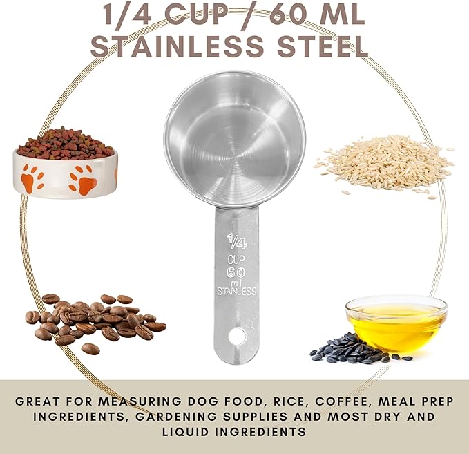 1/4 Cup Stainless Steel Measuring Cup | Sturdy Metal 60 ml | 60 cc | 2 oz | - Image 2
