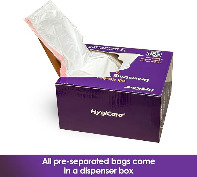 13 Gallon Tall Kichen Trash Bags, Lavender Scented 200 Count Drawstring Garbage - Image 8