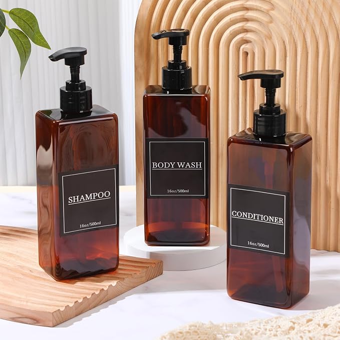 Tanlade 6 Pcs Shampoo and Conditioner Dispenser Bottles 16oz Modern Shower Soap - Image 4