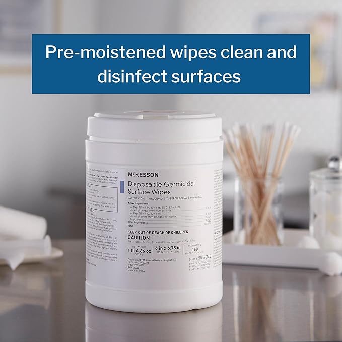 McKesson Germicidal Wipes Disinfecting Wipes, Alcohol Cleaning Disinfectant - Image 2
