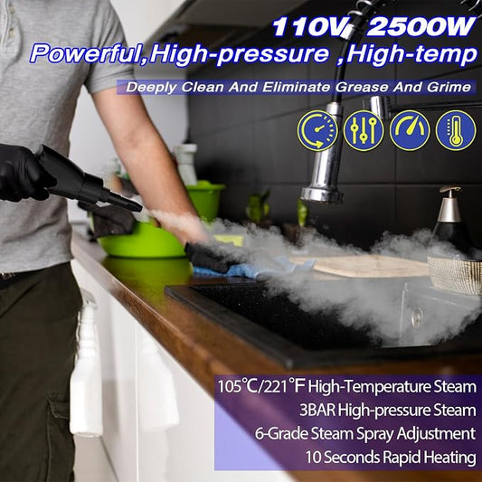 2500W Handheld Steam Cleaner, Portable Car Steamer - Image 2