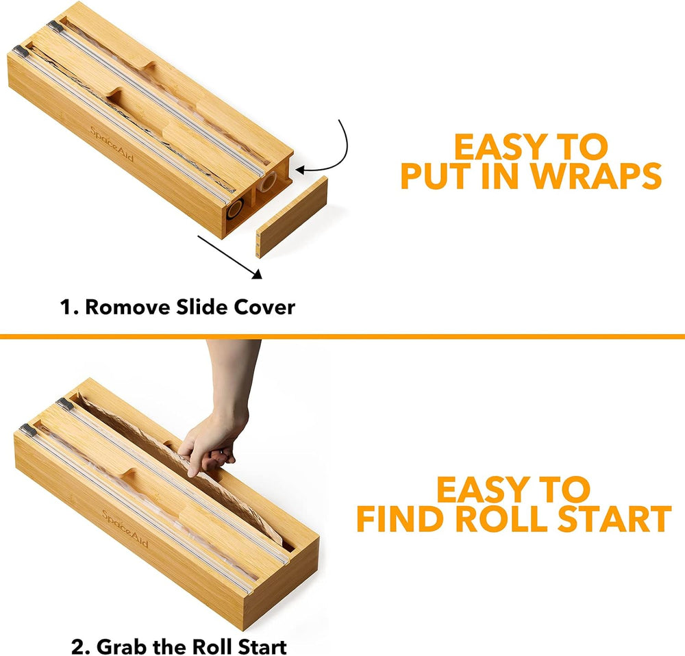 SpaceAid 2 in 1 Long Wrap Dispenser (Need 3" Deep Drawer) with Cutter, P...