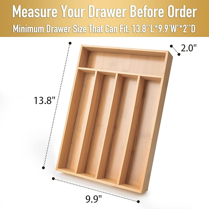 Silverware Organizer Kitchen Drawer Organizer Utensil Organizer Bamboo - Image 2