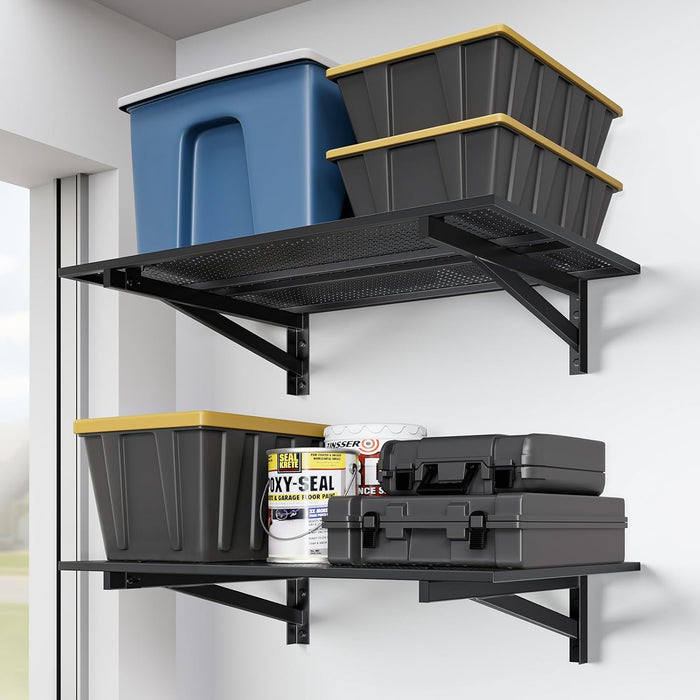 Jusgym 2 Pack Garage Shelving Wall Mounted, 2x3ft, 700LBS Integrated Grid