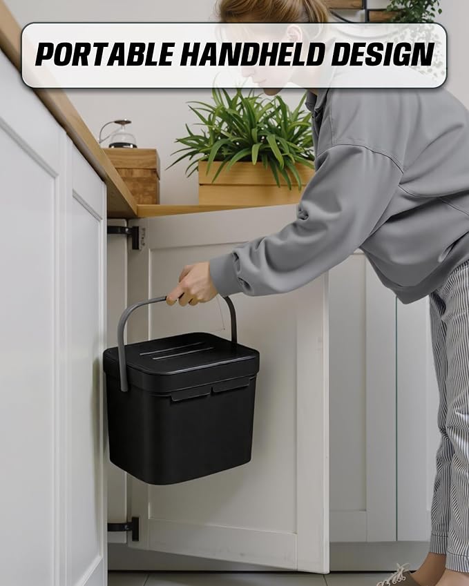 Countertop Compost Bin Kitchen, 1.8 Gallons Hanging Trash Can - Image 5