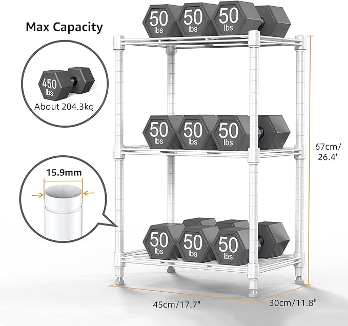 450 lbs Wire Storage Shelving 3-Tier Utility Shelving Unit Steel Organizer Wire - Image 3