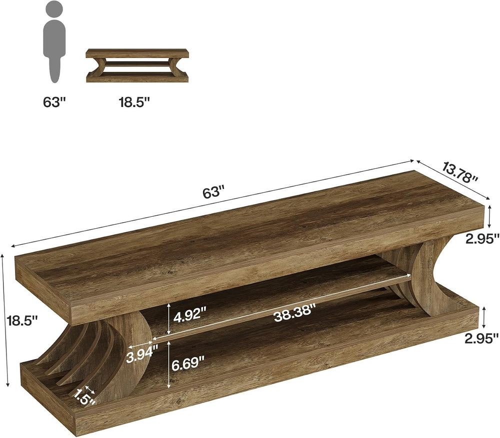 Tribesigns 63" Entryway Shoe Bench, 3-Tier End of Bed Bench with Open St...