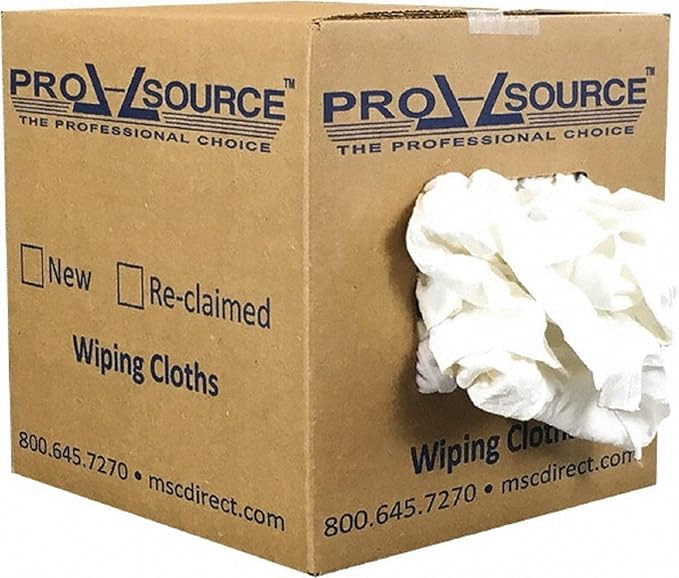 PRO SOURCE Reclaimed White Cotton T-Shirt Cloth Shop Rags, Sold by Weight by PROSOURCE