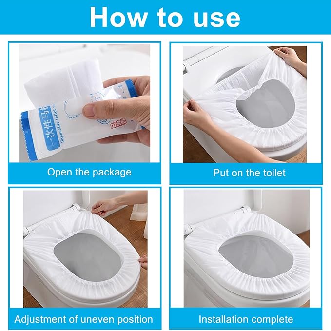 50 Pack Disposable Toilet Seat Cover Waterproof Non-Woven Fabric, Disposable - Image 7