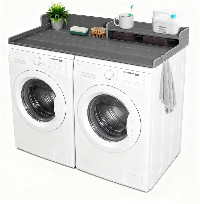 Washer Dryer Countertop with Shelf, HDPE 2-Tier Laundry Topper