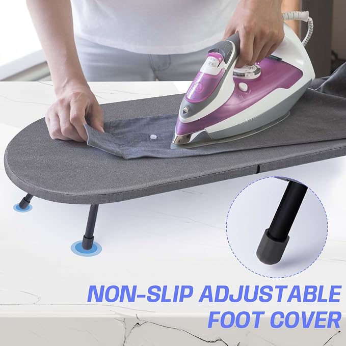 Tabletop Ironing Board with Iron Rest, Metal Mesh Panel Mini Ironing Board with - Image 4