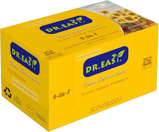 DR.EASY Dryer Sheets Plant Based Formula 252 Ct Fabric Softener sheets by DREASY