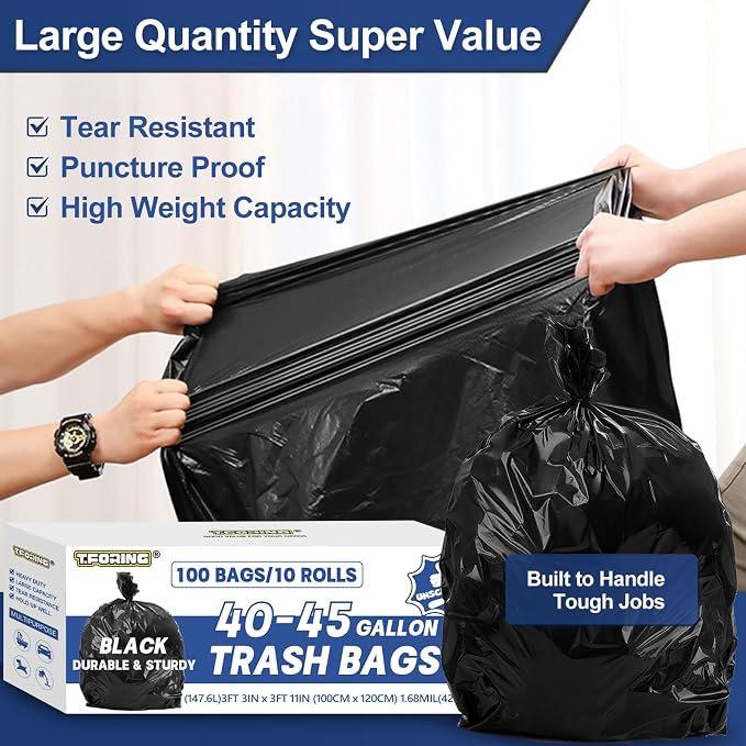 Large 40-45 Gallon Trash Bags Heavy Duty - Image 3