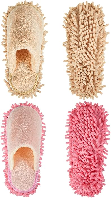 Jecery 2 Pair Microfiber Slippers Floor Cleaning Chenille Mop Slippers Base by Jecery