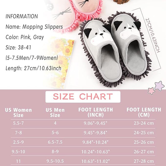 Cartoon Dog Mop Slippers Microfiber Clean Dusting Slippers Detachable Mopping - Image 2