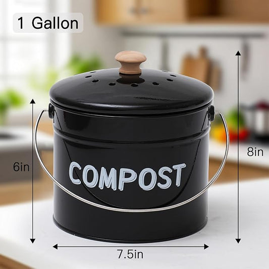 Compost Bin for Kitchen Counter, 1 Gallon Compost Bucket - Image 2