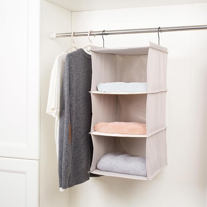 Hanging Closet Organizer, Easy Mount Foldable 3-Shelf Hanging Closet Wardrobe - Image 4