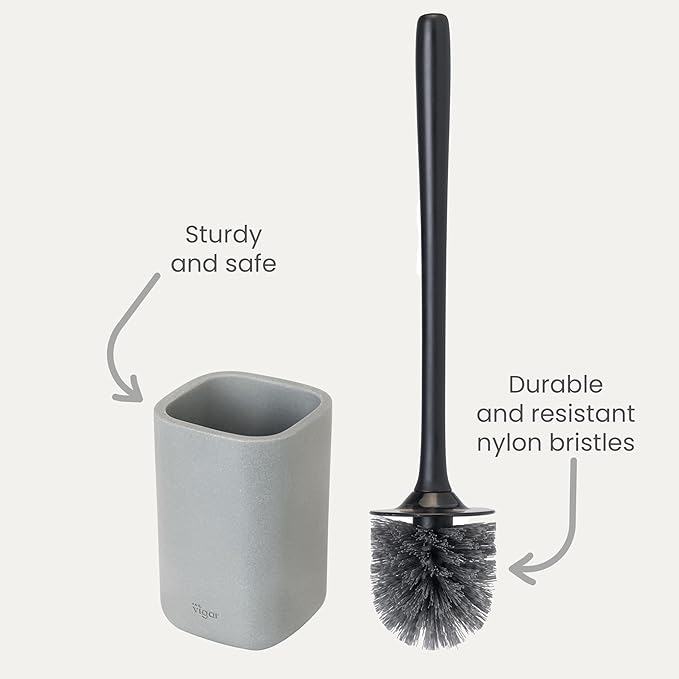 Vigar Zense Toilet Brush and Holder Set, Toilet Bowl Brush - Image 3
