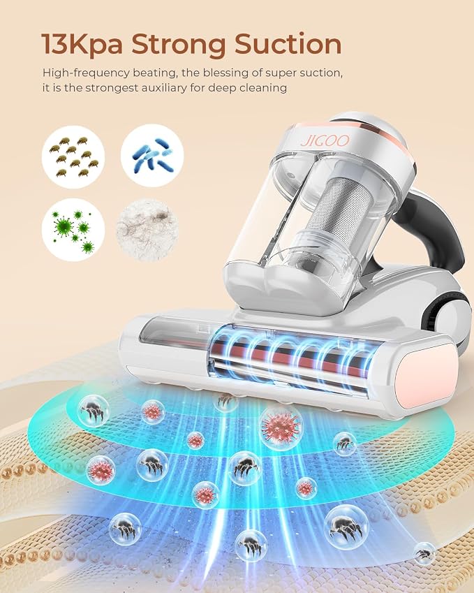 JIGOO Bed Vacuum Cleaner with Dust Sensor, Mattress Vacuum Cleaner with UV & - Image 3