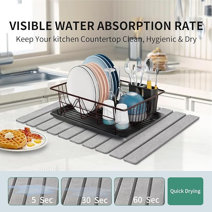 Stone Drying Mat for Kitchen Counter, Collapsible Dish Drying Mat, Fast Drying - Image 4