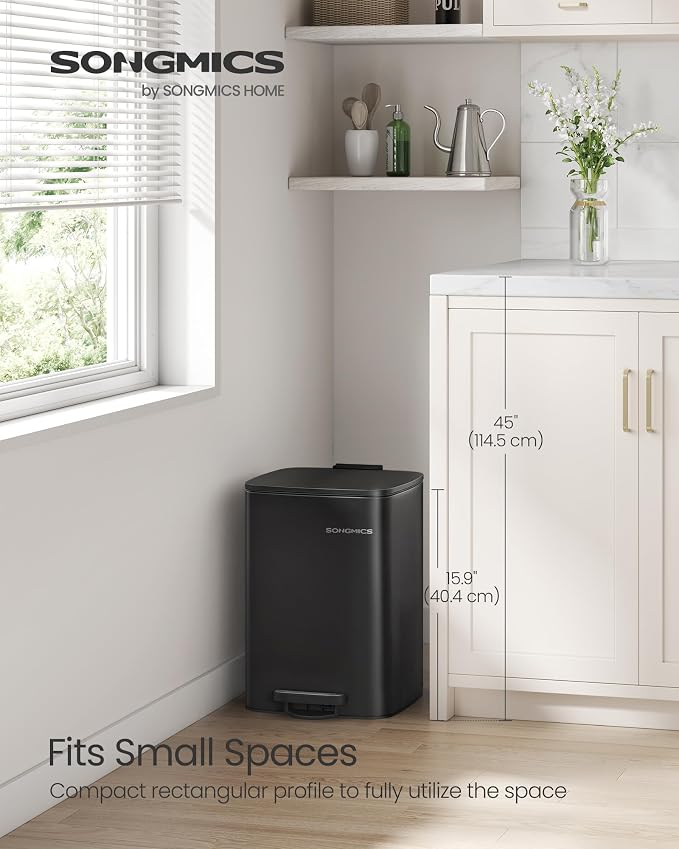 SONGMICS Kitchen Trash Can, 5.2-Gallon Trash Bin, Stainless Steel Garbage Can - Image 2