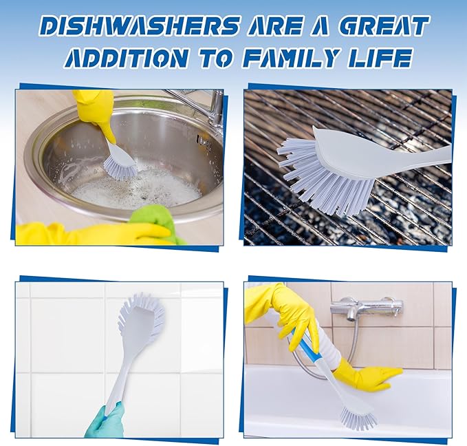 Hsei 6 Pcs Blue Kitchen Scrub Dish Brush Bulk - Image 4