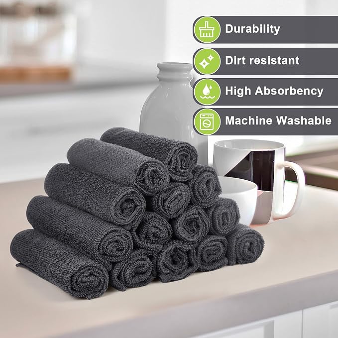 Tenare 100 Count 12'' x 12'' Microfiber Cleaning Cloths Reusable Cleaning Rags - Image 4
