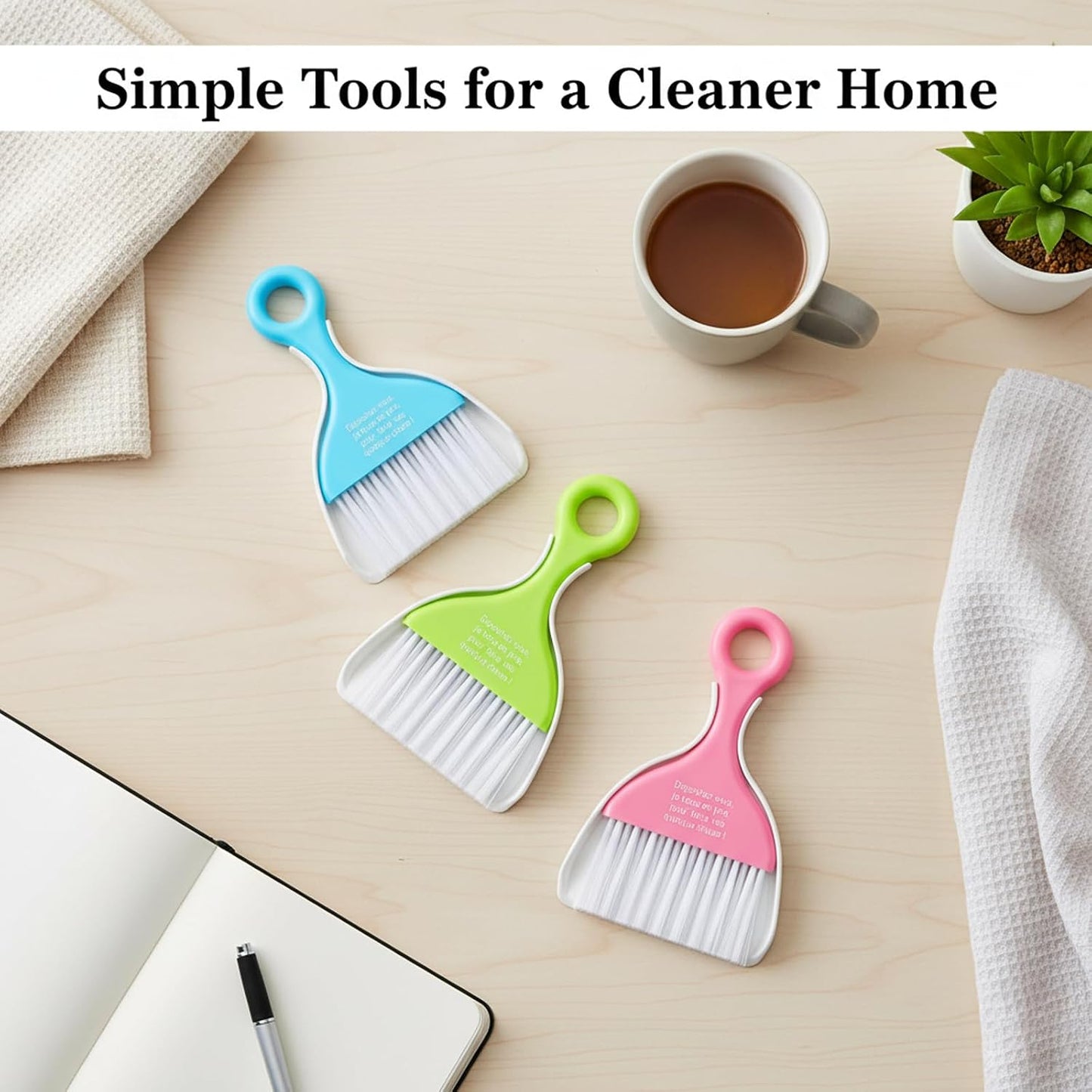 3 Pcs Mini Broom and Dustpan Set, Small Handheld Dust Pan with Brush, Portable Cleaning Tools for Car Desk Keyboard Countertop Table Crumbs Sweeping
