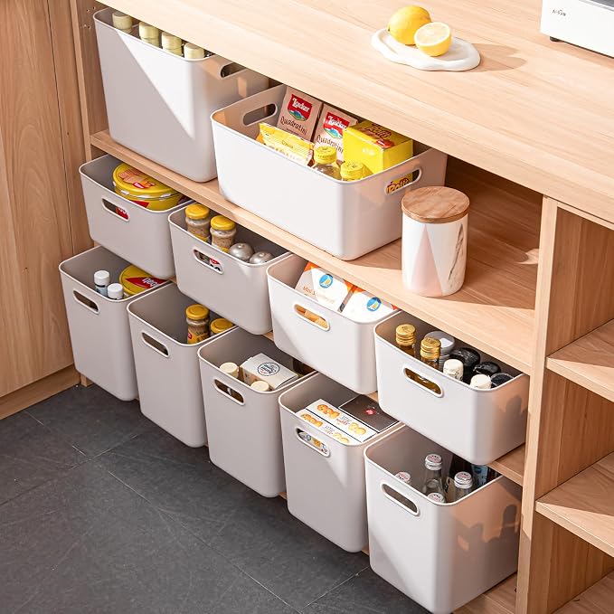 Plastic Storage Bins with lids, Storage Baskets, Container with handle - Image 6