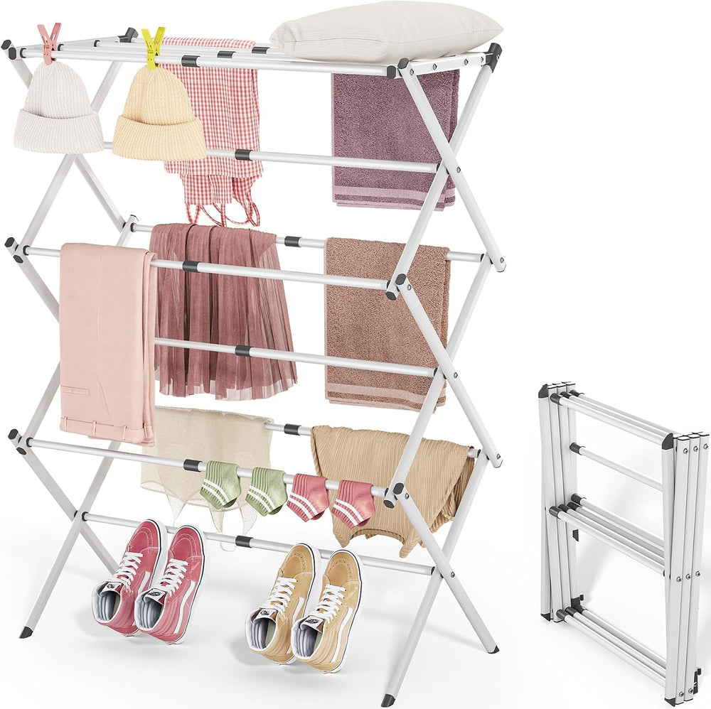 APEXCHASER Clothes Drying Rack, 3-Tier Laundry Drying Rack