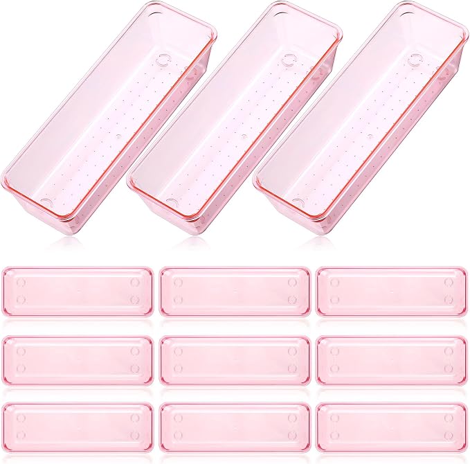 Maitys 12 Pcs Vanity Drawer Organizer 9 x 3 x 2 Inches Clear Plastic Utensil by Maitys