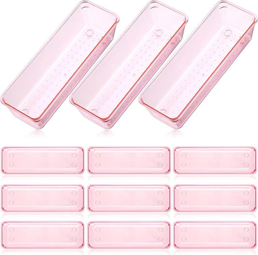 Maitys 12 Pcs Vanity Drawer Organizer 9 x 3 x 2 Inches Clear Plastic Utensil by Maitys