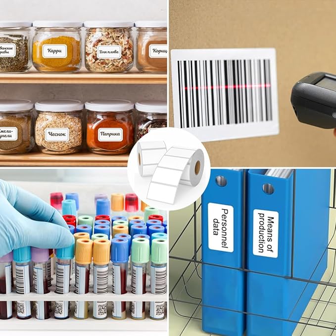 2.25 x 1.25 Thermal Labels, Printable Blank Label Stickers 6000 Label Papers - Image 2