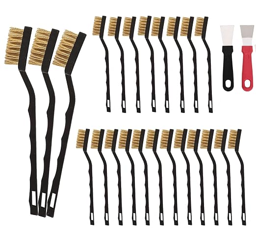 20 Pcs Mini Wire Brush Brass Brush Set, Curved Handle Masonry Brush Wire Brush by Unknown