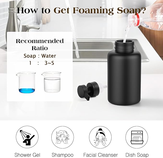 Luxspire Foaming Soap Dispenser, Glass Foam Pump Soap Dispenser, Non-Slip - Image 6