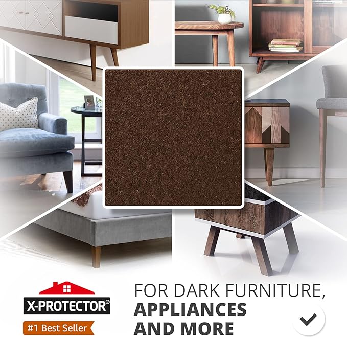 24 Heavy-Duty Felt Furniture Pads 1” 1/4” Thick X-Protector! Square Felt Pads - Image 2