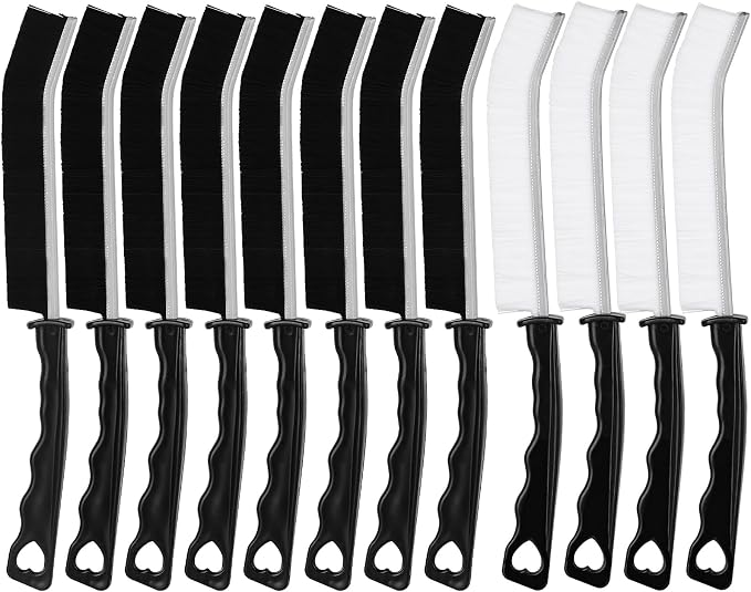 12Pcs Hard Bristle Crevice Cleaning Brush, Grout Cleaner Brush by Tecbeauty