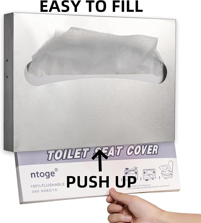 Toilet Seat Cover Dispenser, Commercial Stainless Steel Brushed Toilet Seat - Image 5