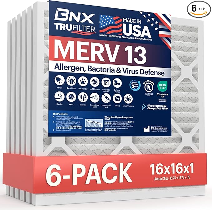BNX TruFilter 16x16x1 Air Filter MERV 13 by BNX