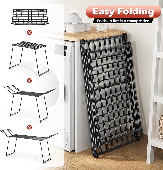 APEXCHASER Clothes Drying Rack Foldable, Large Drying Rack Clothing Retractable - Image 4
