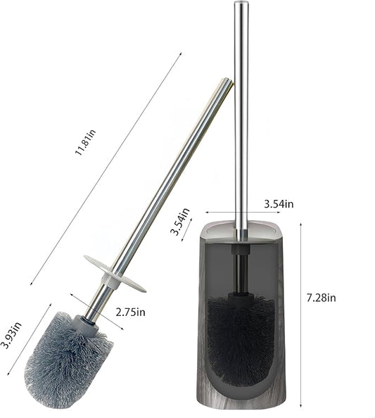 Marble Colored Toilet Brush and Holder Set, Stainless Steel Long Handle and - Image 2