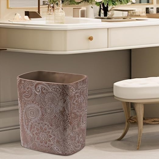 Polytree Boho Flowers Bathroom Trash Can 1.8 Gallon Small Kitchen Garbage Can - Image 6