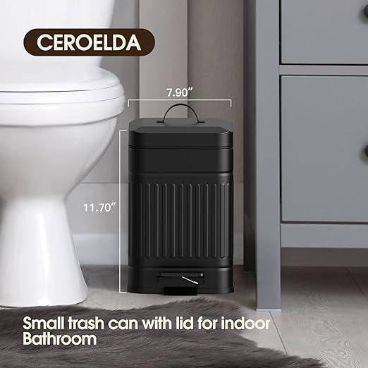 CEROELDA Small Trash Can with Lid-5L/1.3 Gal, Stainless Steel Outdoor Dog Poop - Image 3