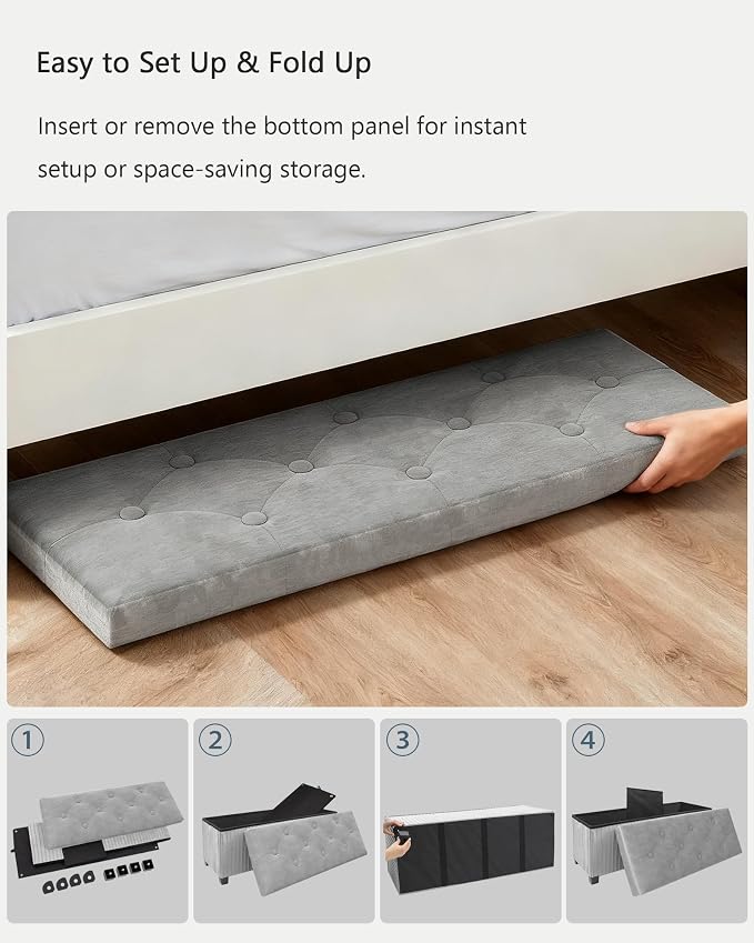 Storage Ottoman Bench, 43 Inch Foldable Ottoman - Image 7