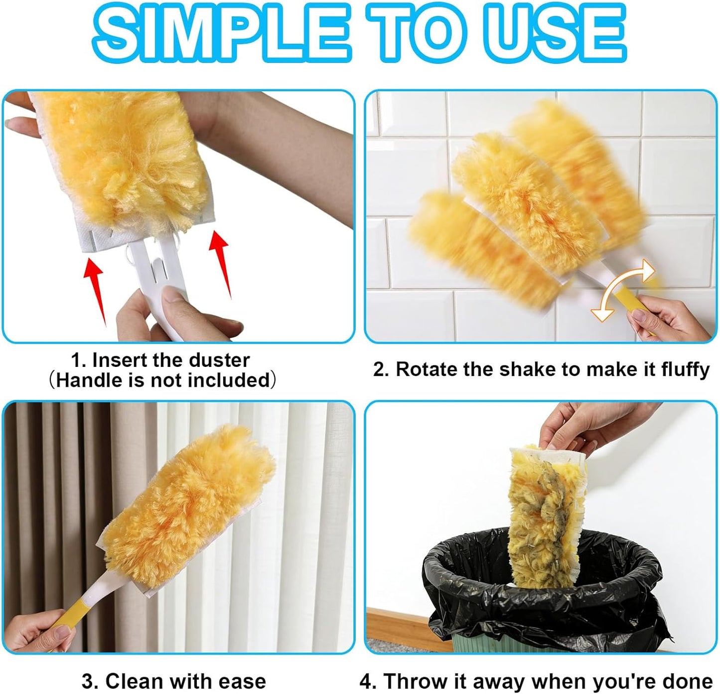 20 Pack Heavy Duty Duster Refills for Swiffer, Multi-Surface 360° Disposable Dusters Kit for Cleaning Dusting Electronics Furniture Blind Ceiling Fan (Handle is Not Included)