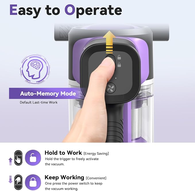 DEVOAC S10 Cordless Vacuum Cleaner, 45Kpa 50mins Lightweight Stick Vacuum - Image 5